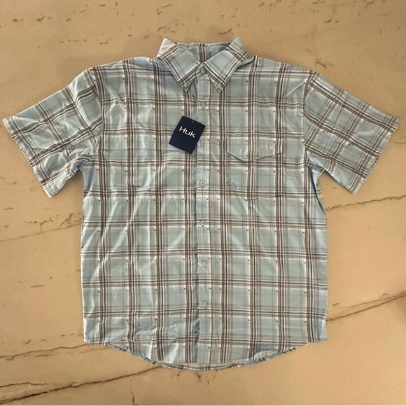Huk Other - Huk Shirt Mens Large Blue Fish Short Sleeve Fishing Vented Back NEW